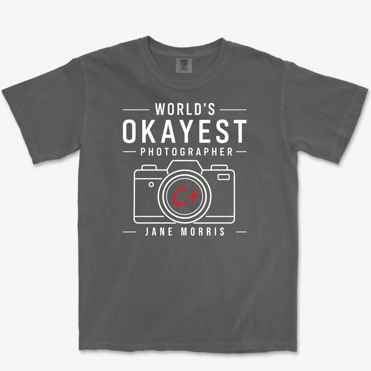 Custom Okayest Photographer Heavyweight Tee - Pepper