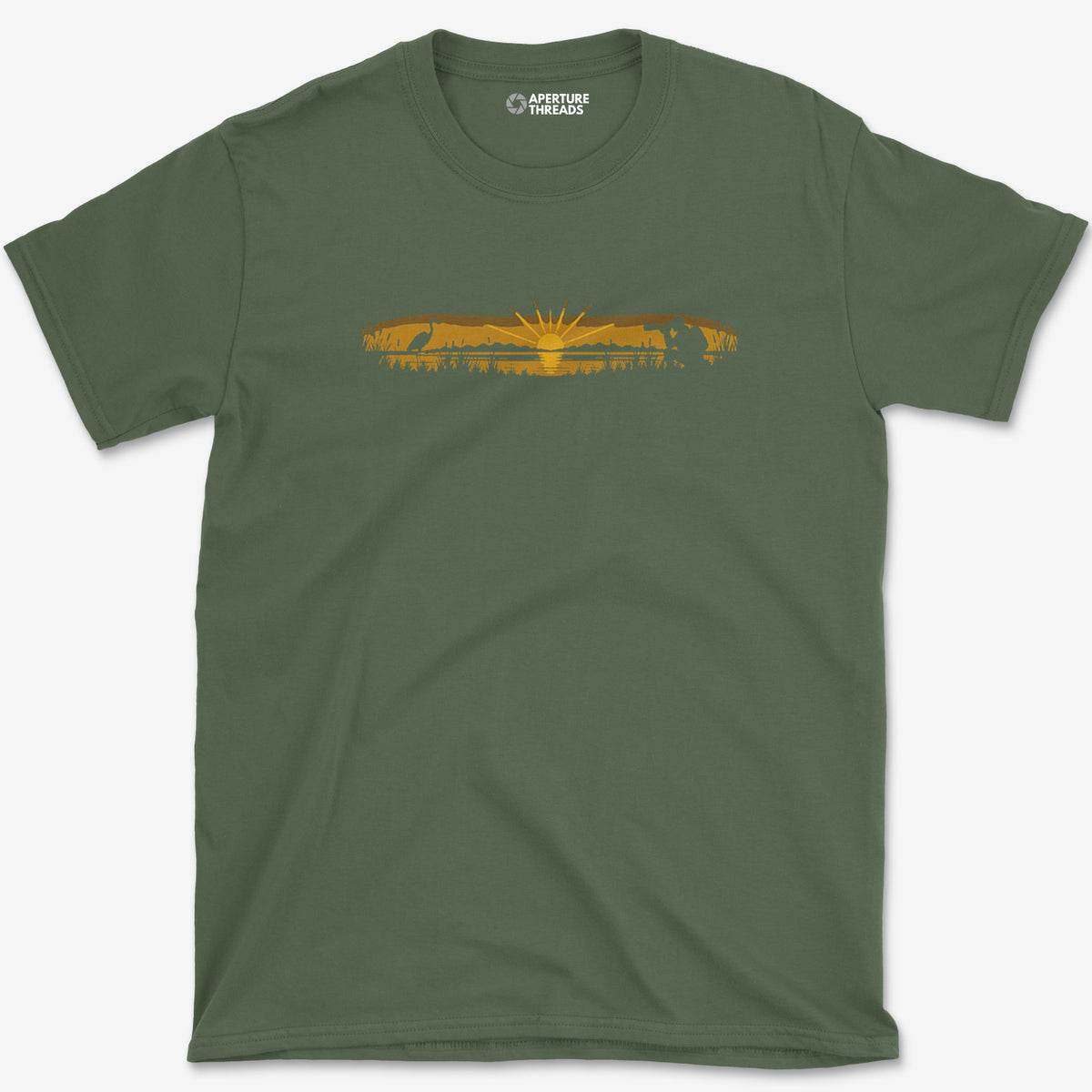 Heron At First Light T-Shirt — military green