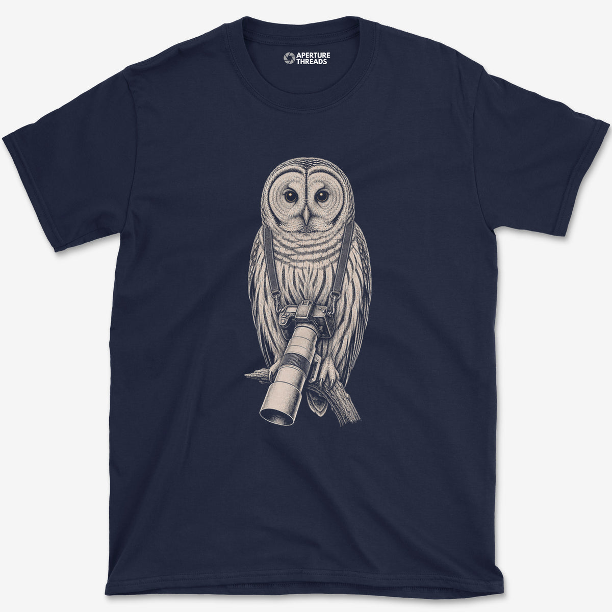 Long Lens Barred Owl T-Shirt — navy