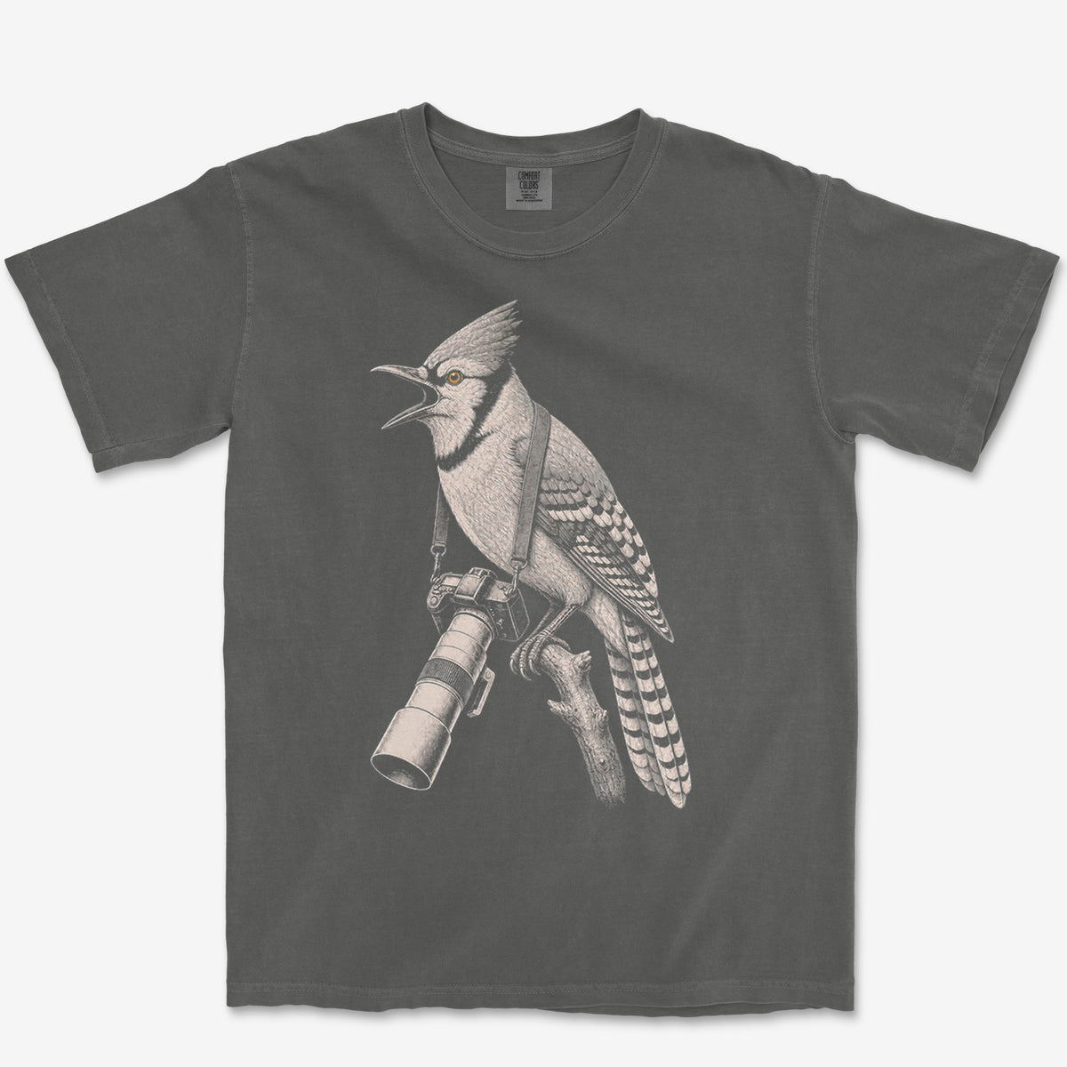 Long Lens Blue Jay Tee — pepper
