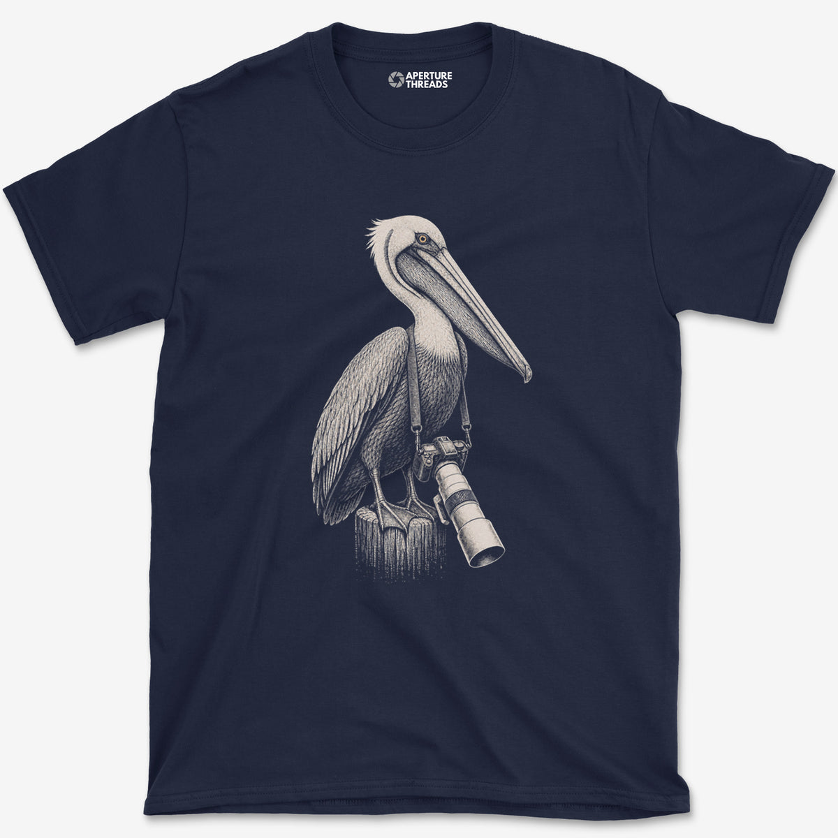 Long Lens Brown Pelican T-Shirt — navy