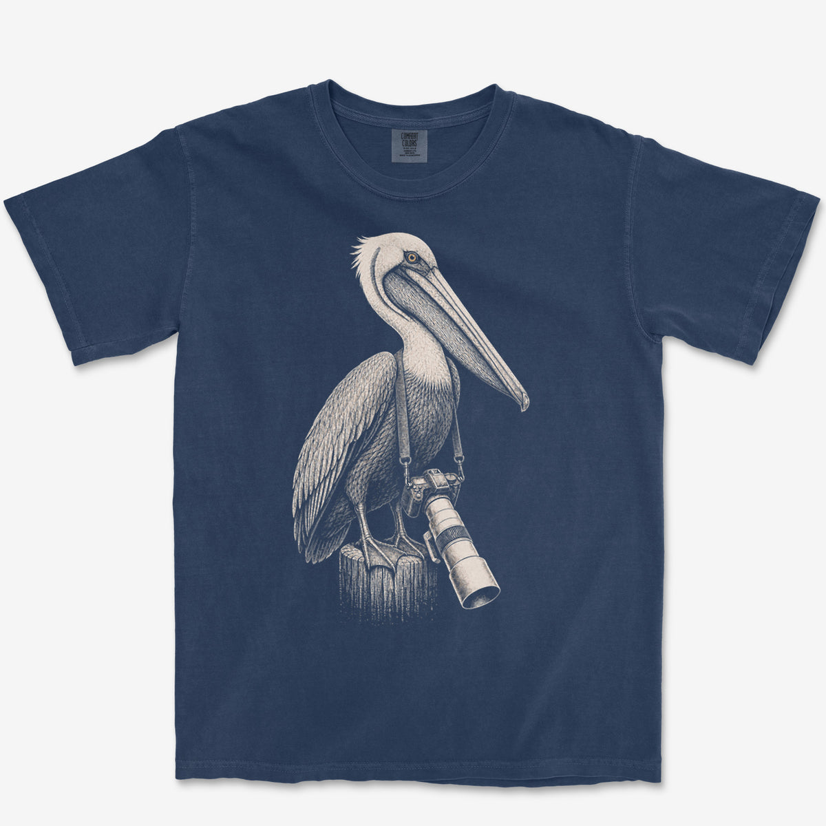 Long Lens Brown Pelican Tee — true navy