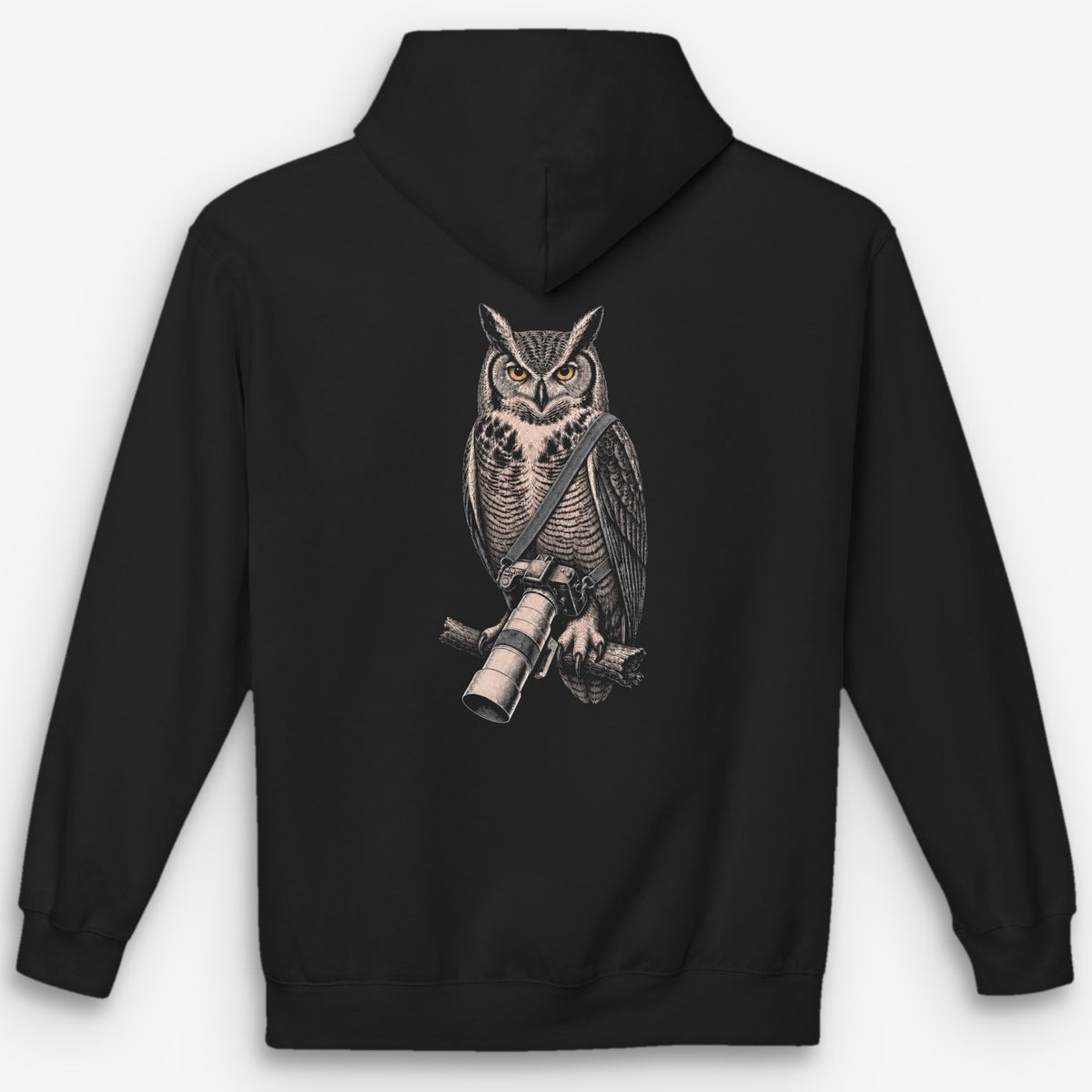 Long Lens Great Horned Owl Hoodie