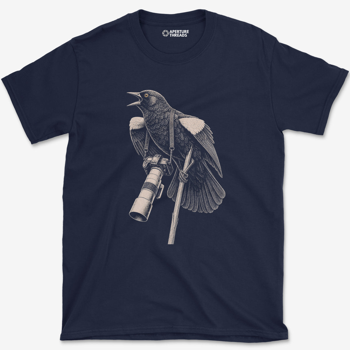 Long Lens Red-winged Blackbird T-Shirt — navy