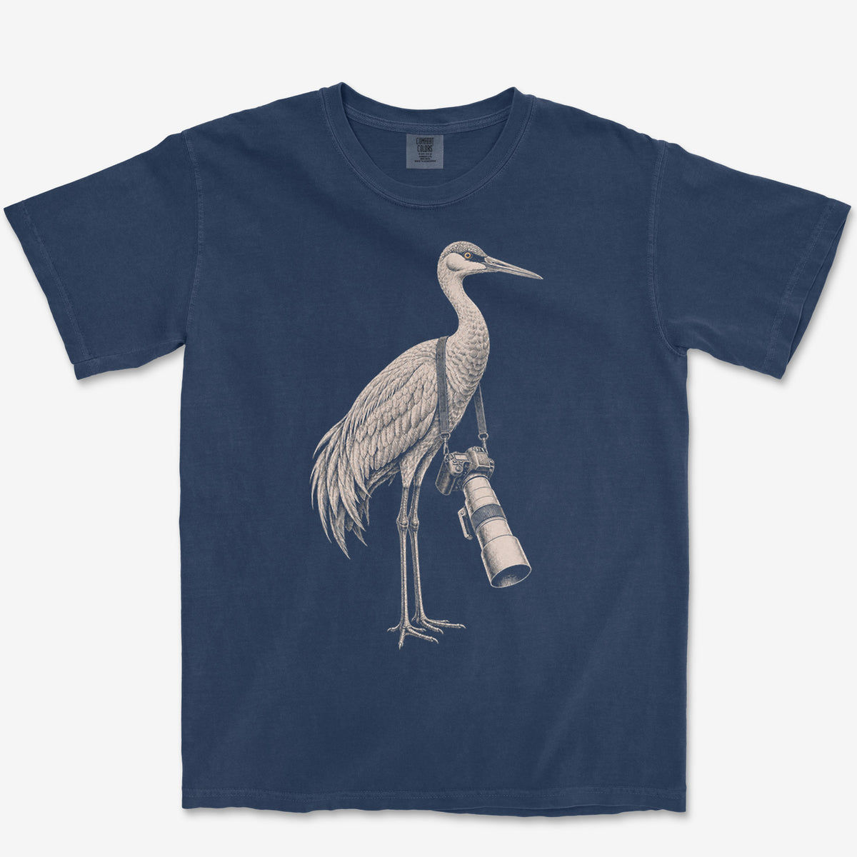 Long Lens Sandhill Crane Tee — true navy