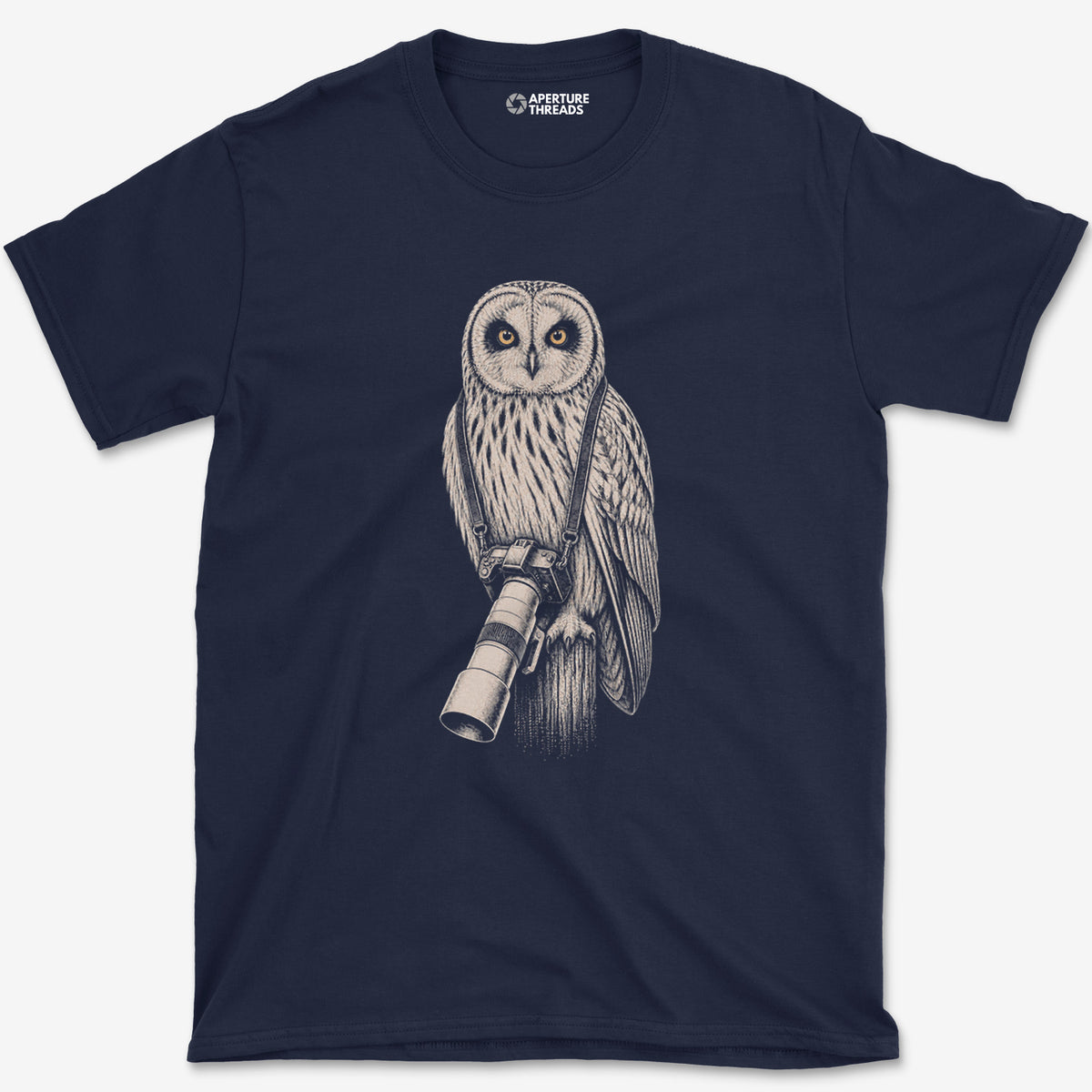 Long Lens Short-eared Owl T-Shirt — navy