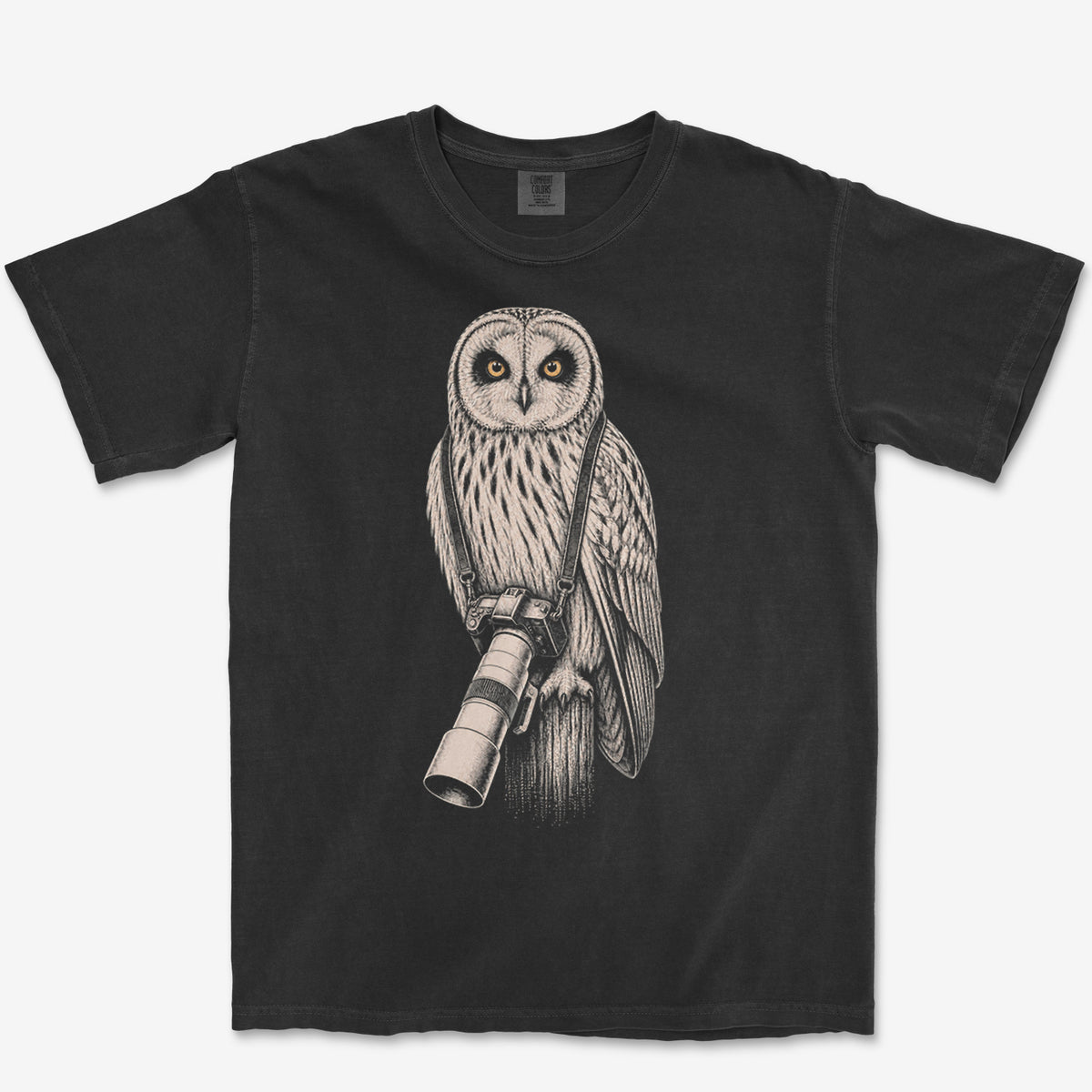 Long Lens Short-eared Owl Tee — black