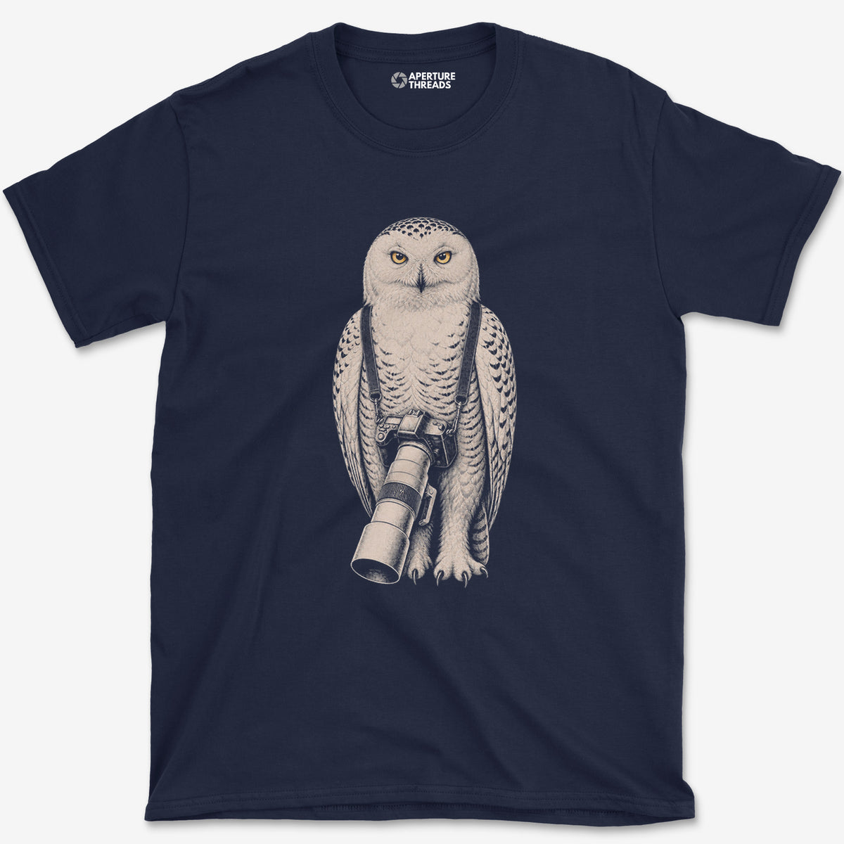 Long Lens Snowy Owl T-Shirt — navy