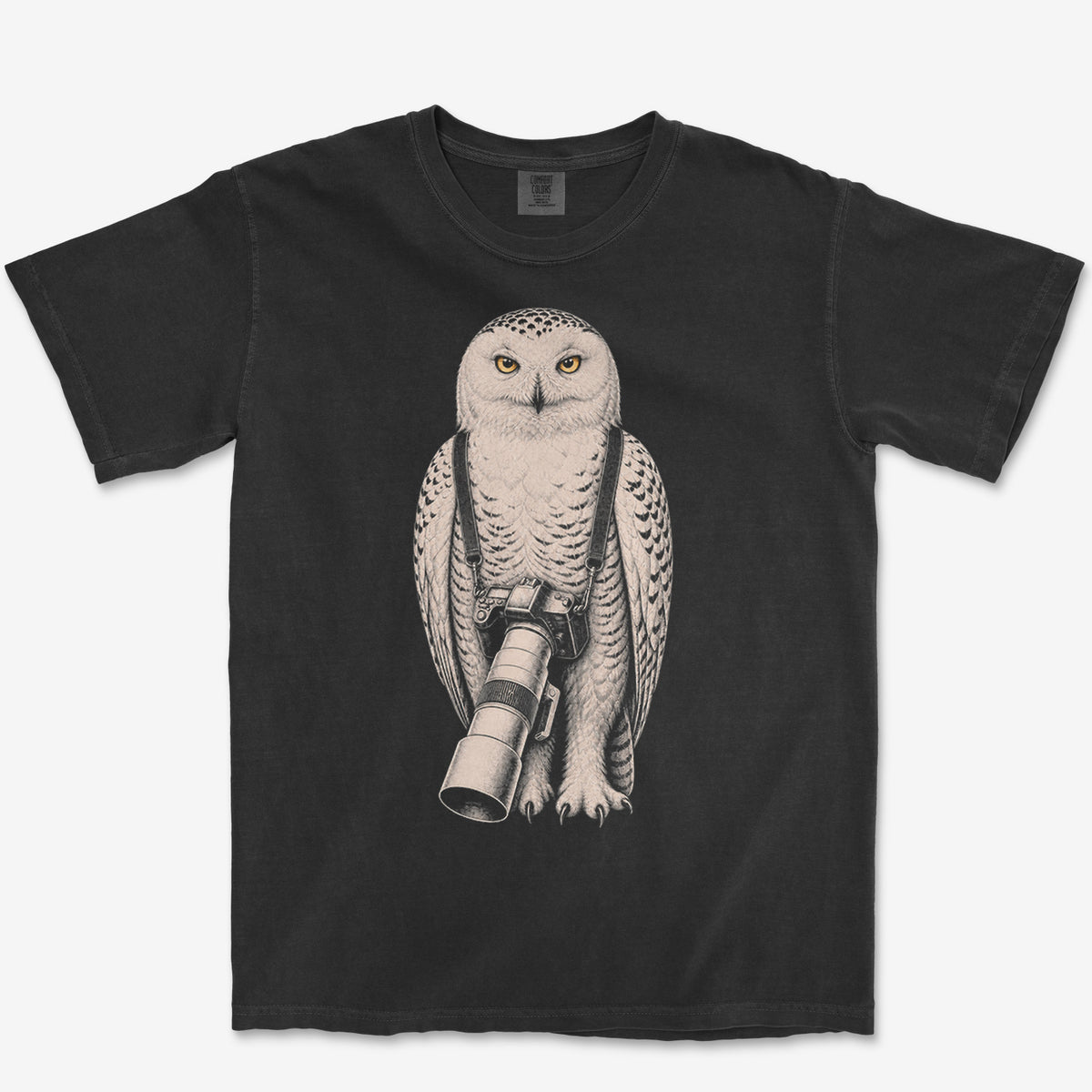 Long Lens Snowy Owl Tee — black