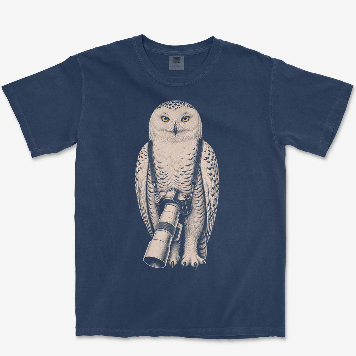 Long Lens Snowy Owl Tee — true navy