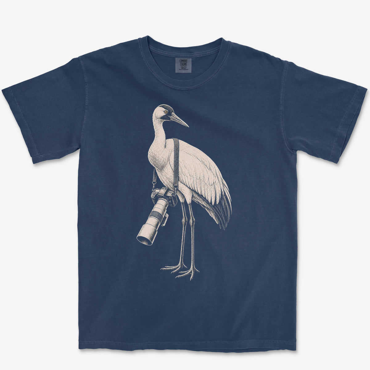 Long Lens Whooping Crane Tee — true navy