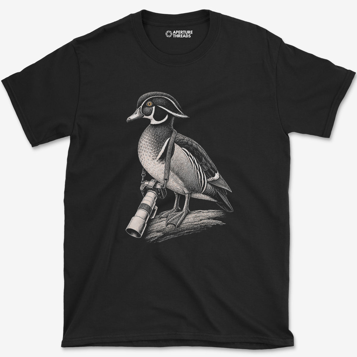 Long Lens Wood Duck T-Shirt — black