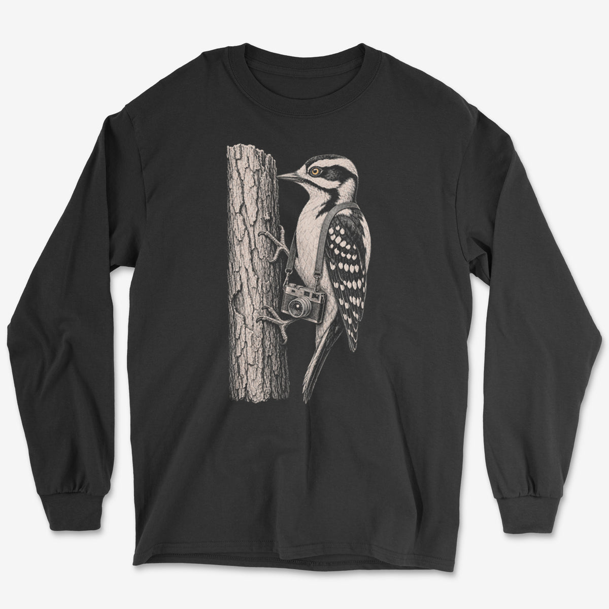 Rangefinder Downy Woodpecker Long Sleeve Tee