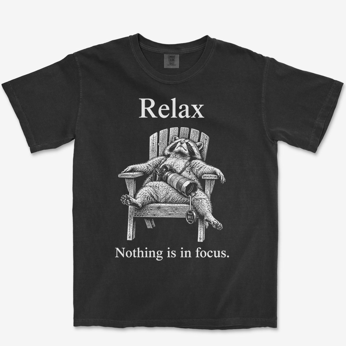 Relax Raccoon Tee — black
