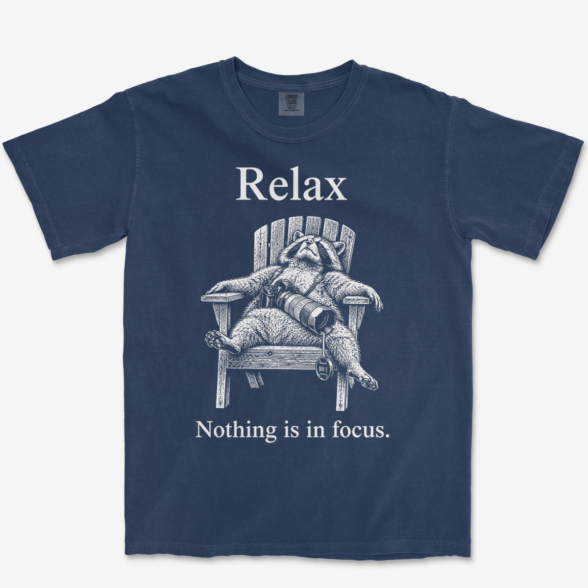 Relax Raccoon Tee — true navy