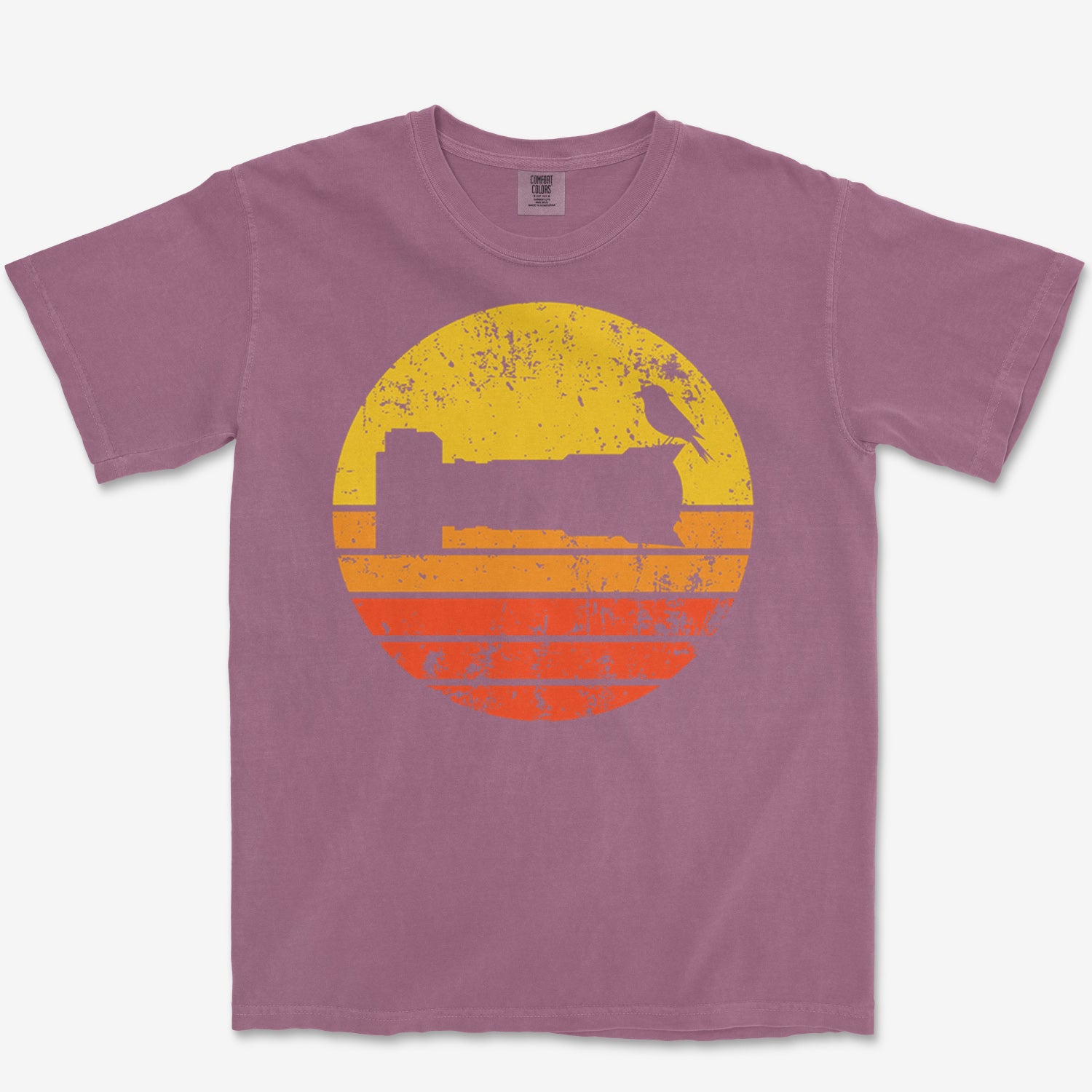 Sunset Bird Camera Heavyweight Tee