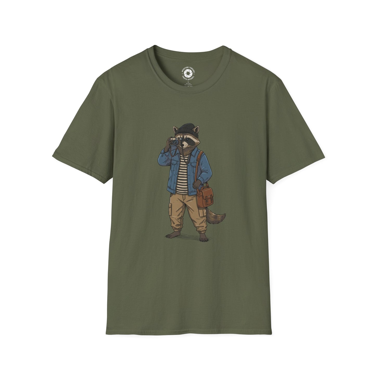 T-Shirt Military Green / S Racoon Photographer T-Shirt