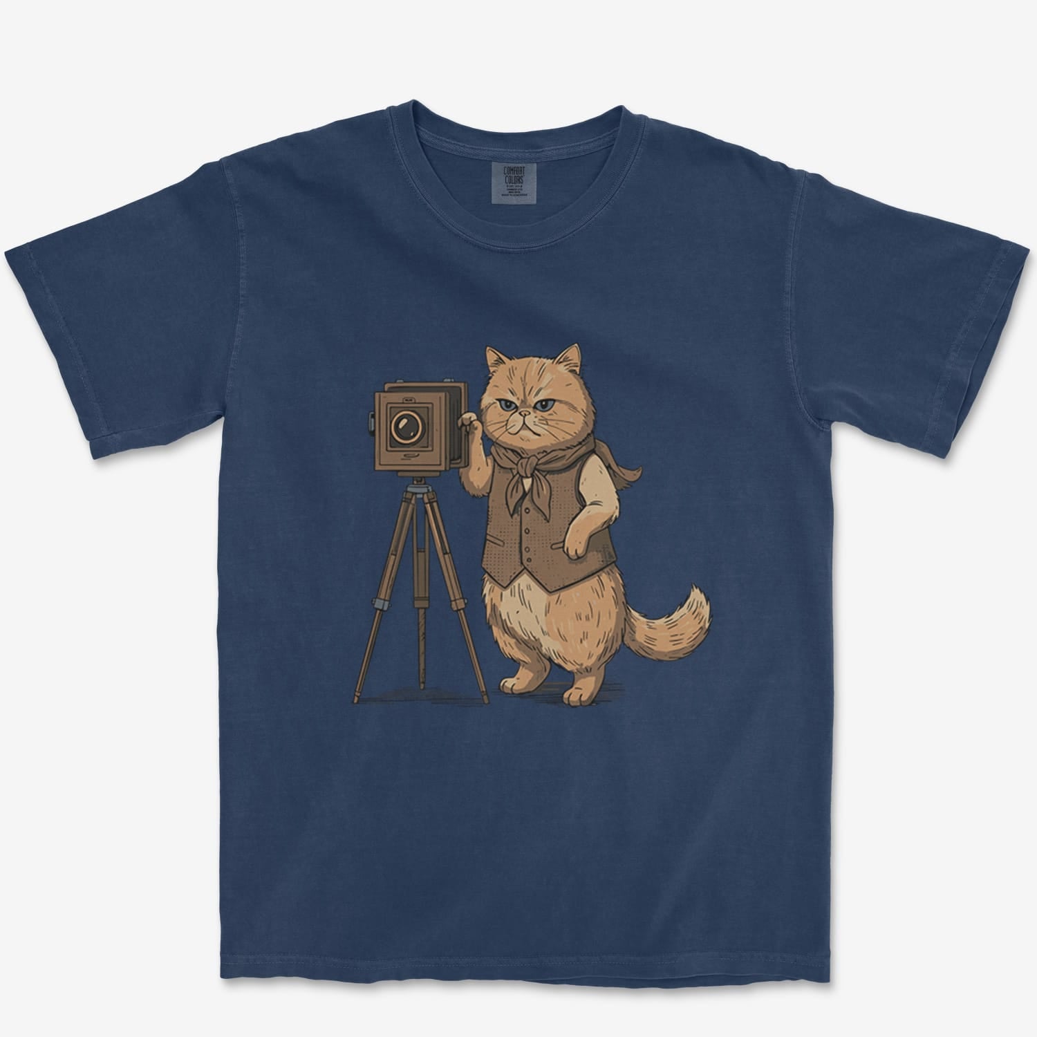 T-Shirt True Navy / S Cat Photographer Heavyweight Tee