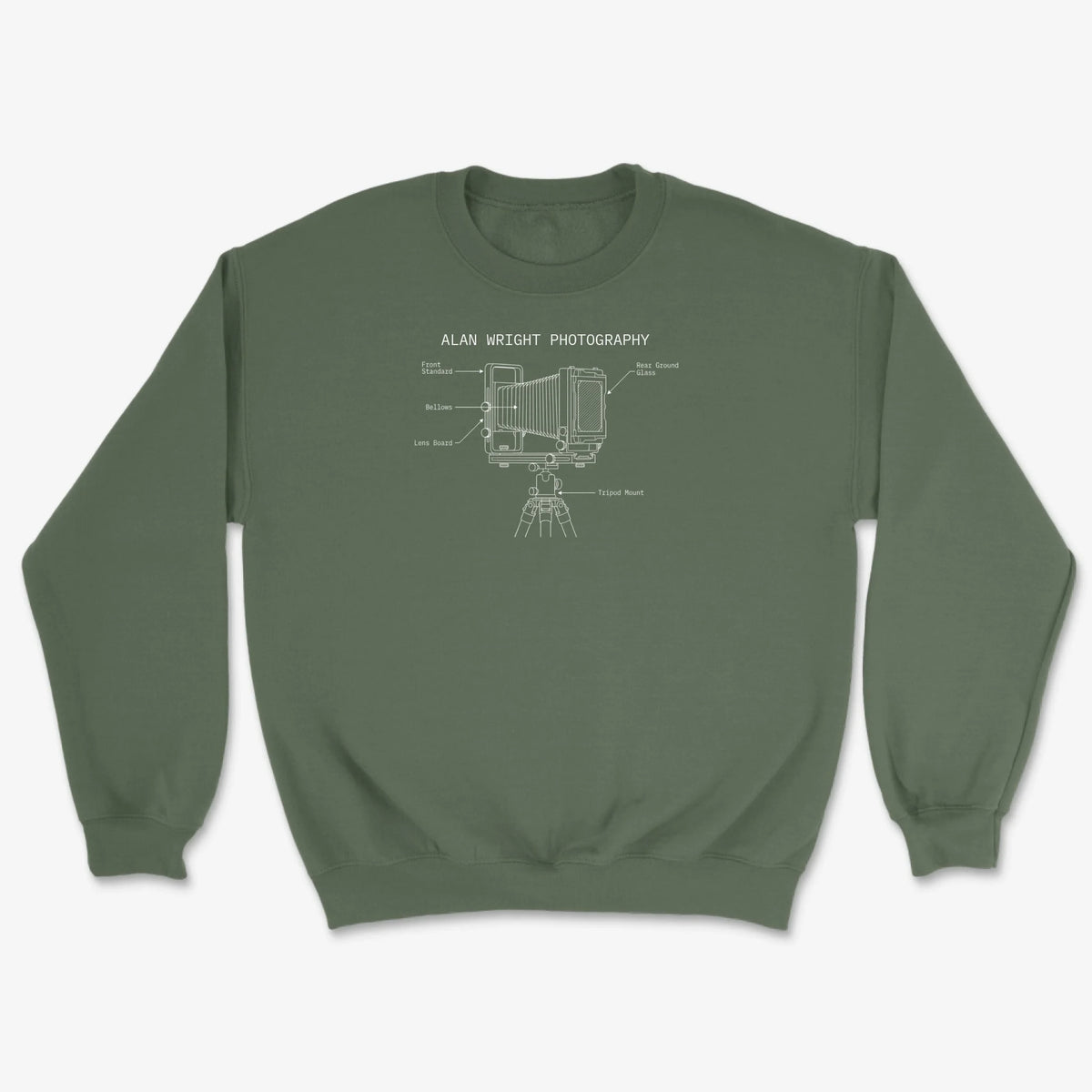 Custom 4x5 Field Camera Sweatshirt - Military Green
