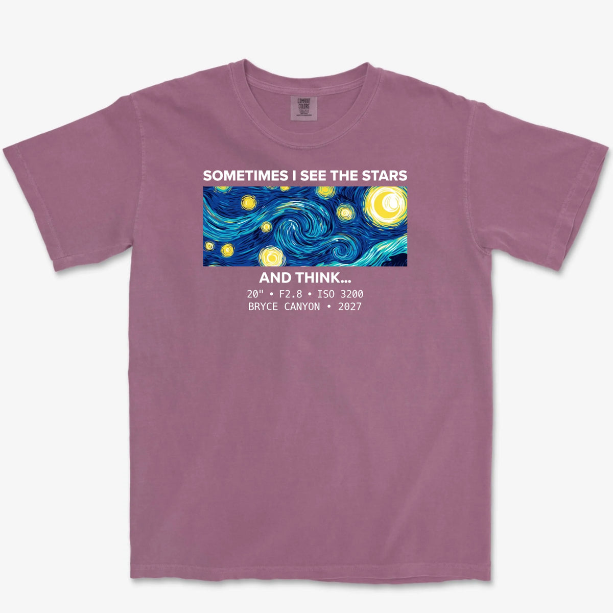 Custom See The Stars Heavyweight Tee - Berry