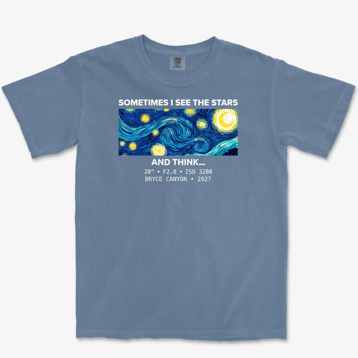 Custom See The Stars Heavyweight Tee - Blue Jean