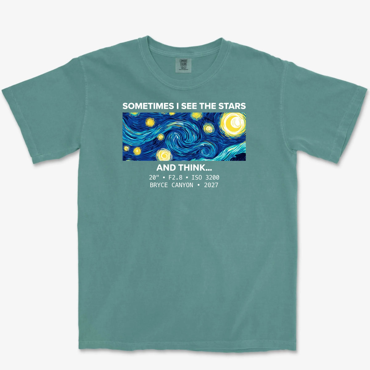 Custom See The Stars Heavyweight Tee - Blue Spruce