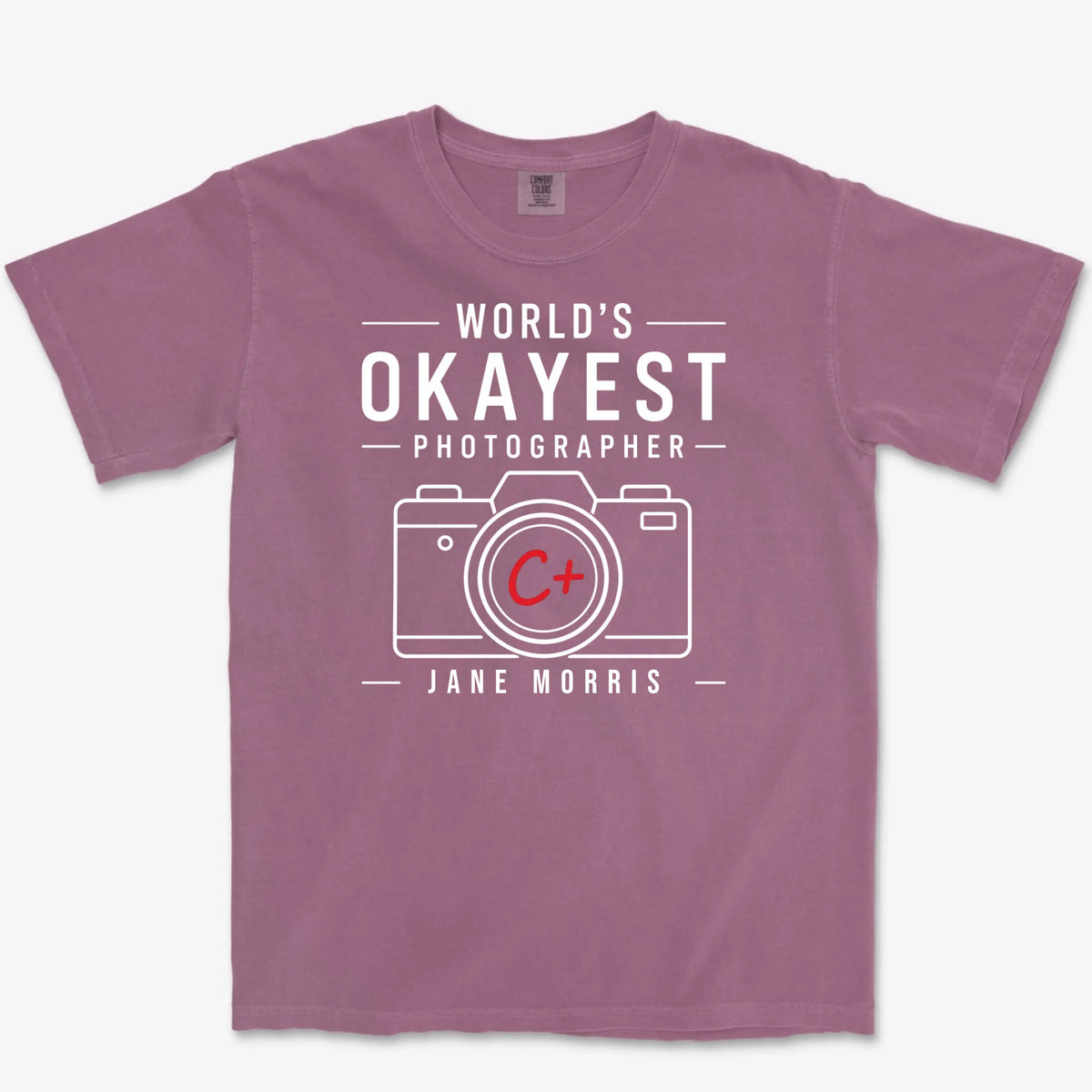 Custom Okayest Photographer Heavyweight Tee - Berry