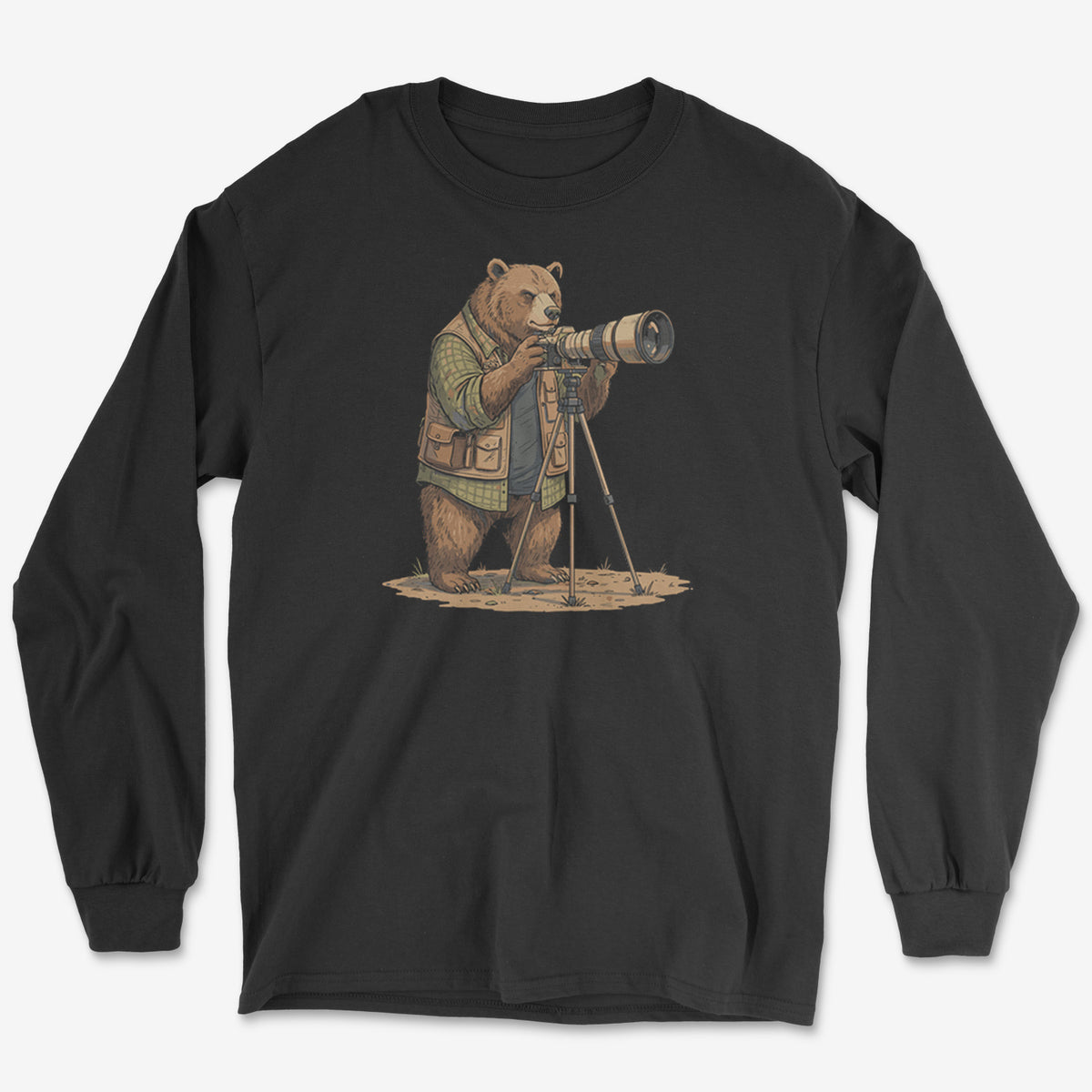 Bear Photographer Long Sleeve Tee