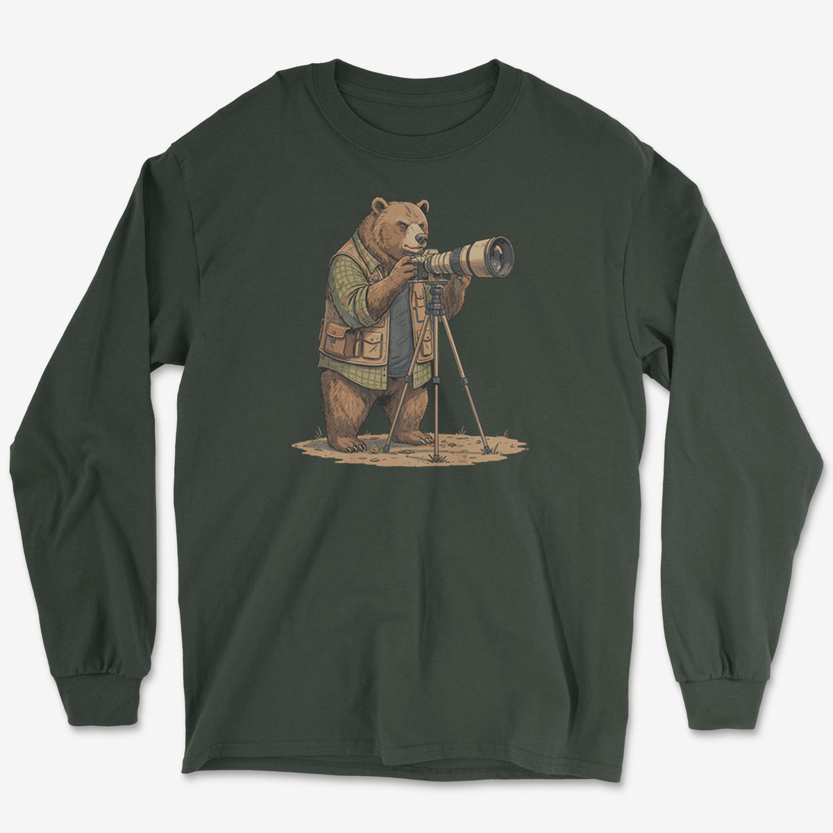 Bear Photographer Long Sleeve Tee