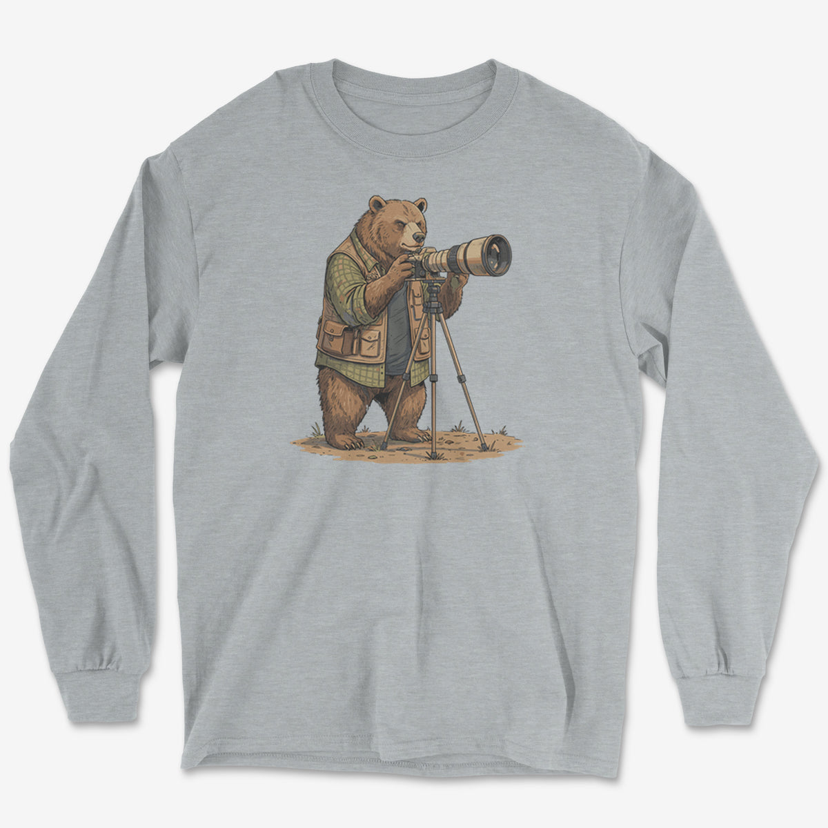 Bear Photographer Long Sleeve Tee