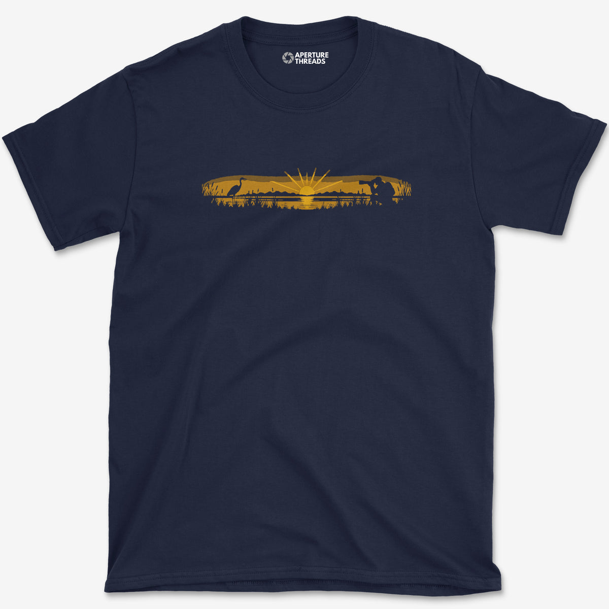 Heron At First Light T-Shirt — navy