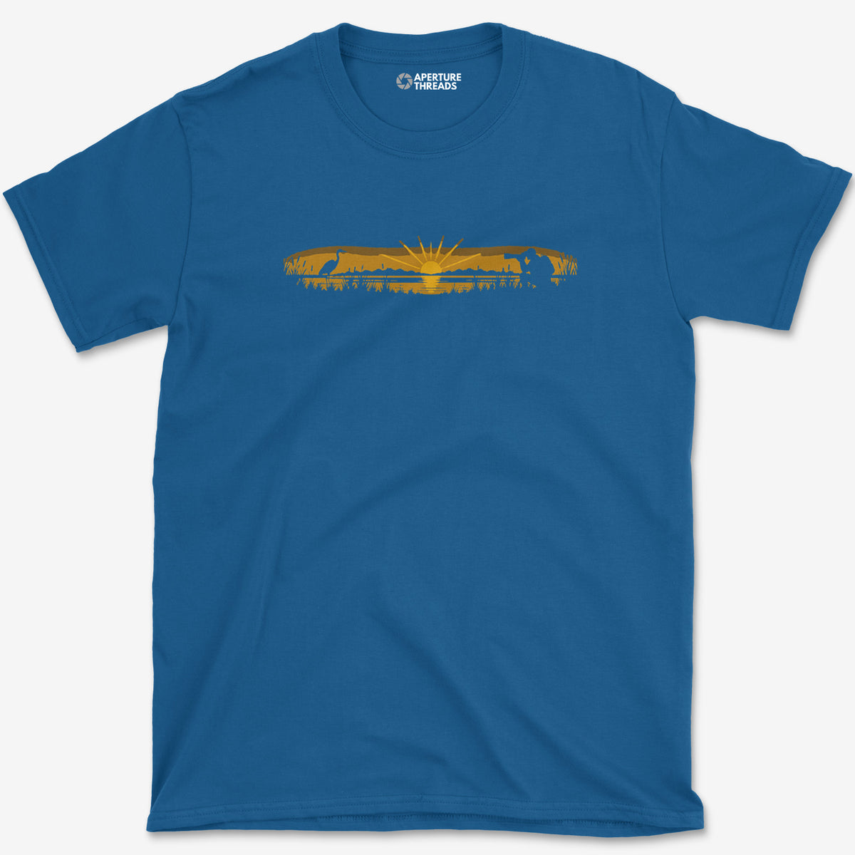 Heron At First Light T-Shirt — royal