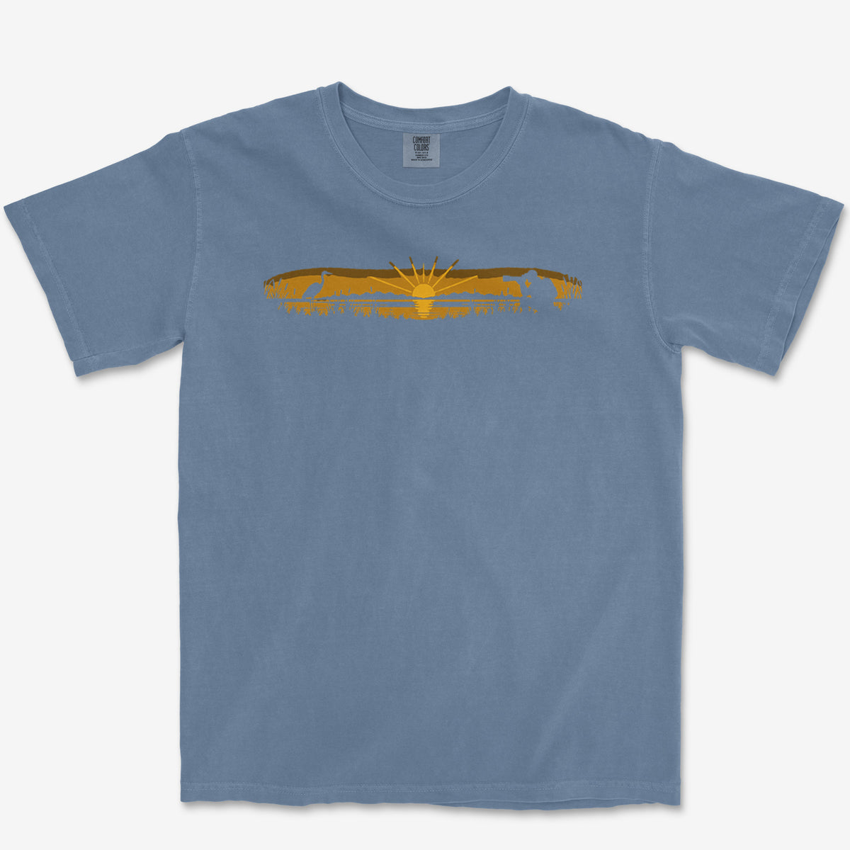 Heron At First Light Tee — blue jean