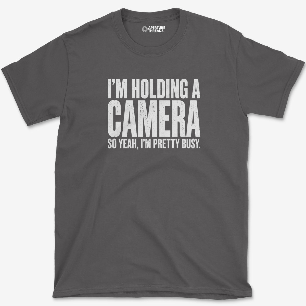 Holding A Camera T-Shirt — charcoal