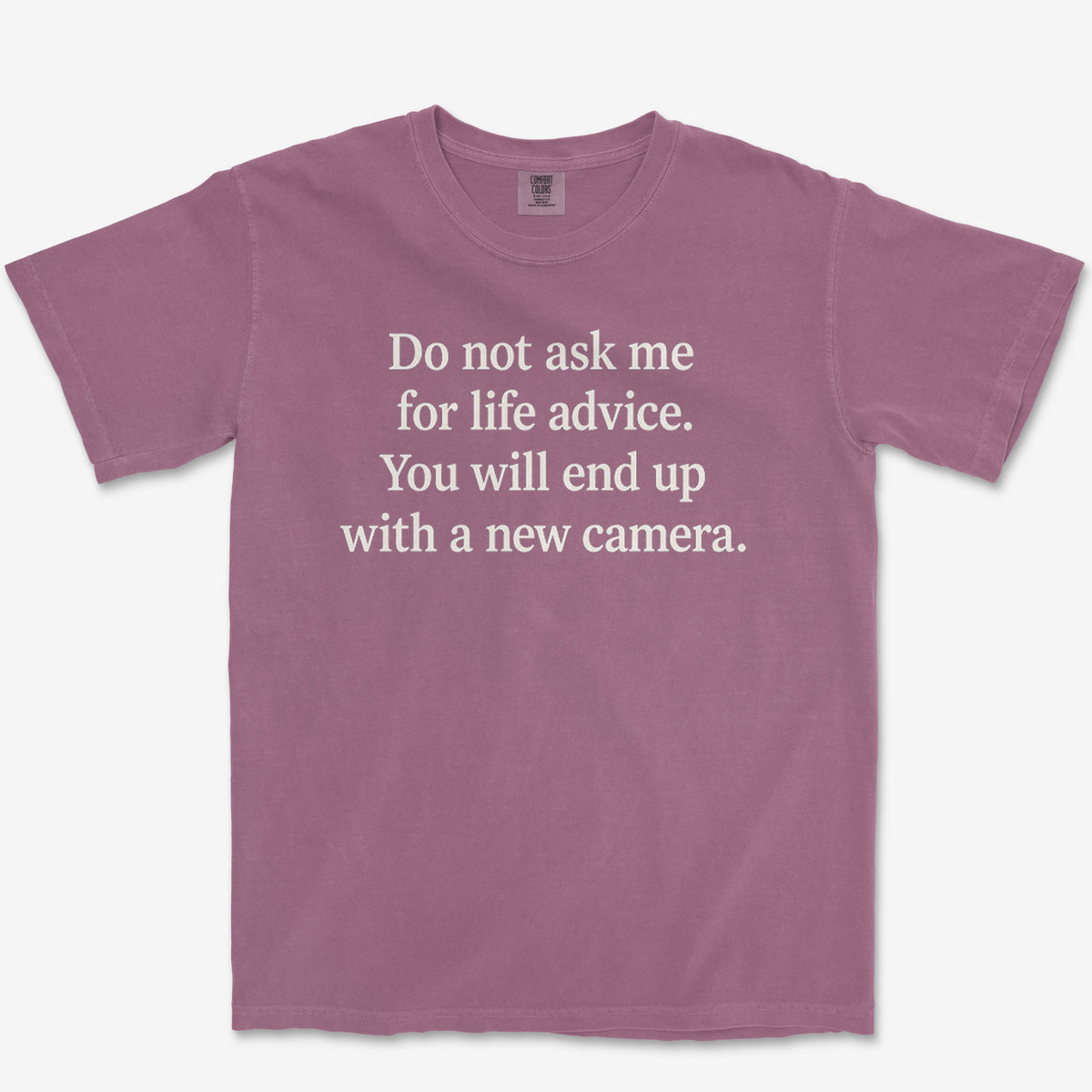 Life Advice Camera Tee — berry