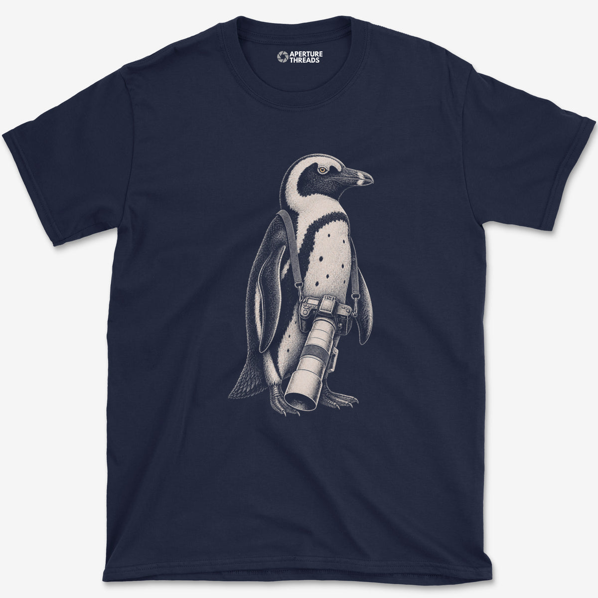 Long Lens African Penguin T-Shirt — navy