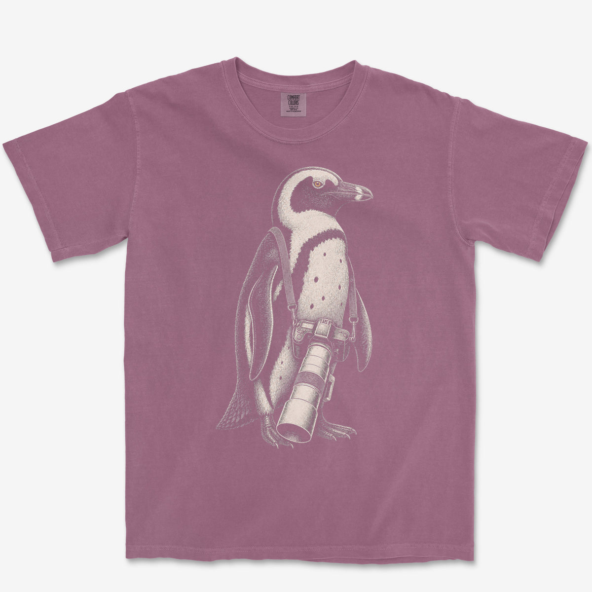 Long Lens African Penguin Tee — berry
