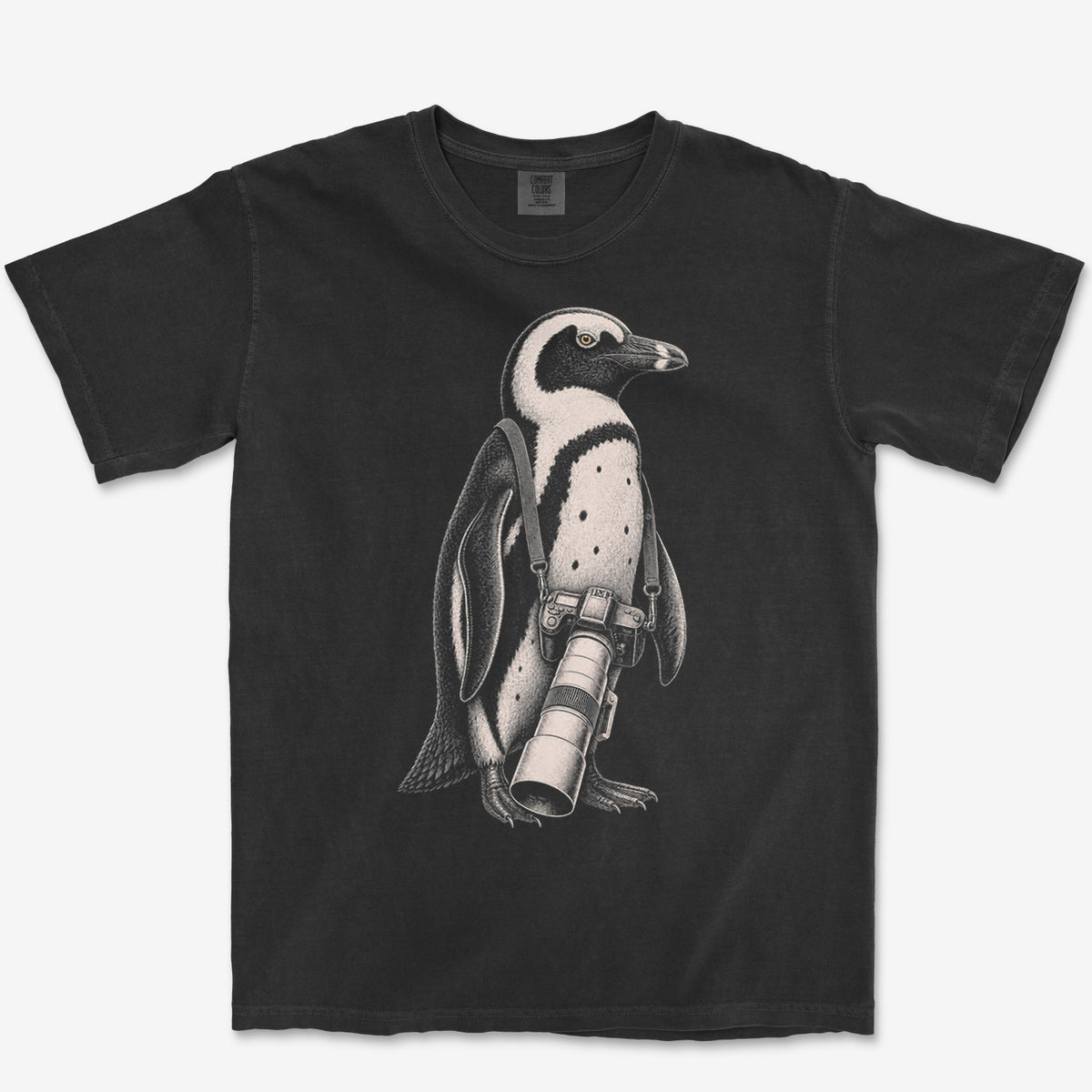 Long Lens African Penguin Tee — black