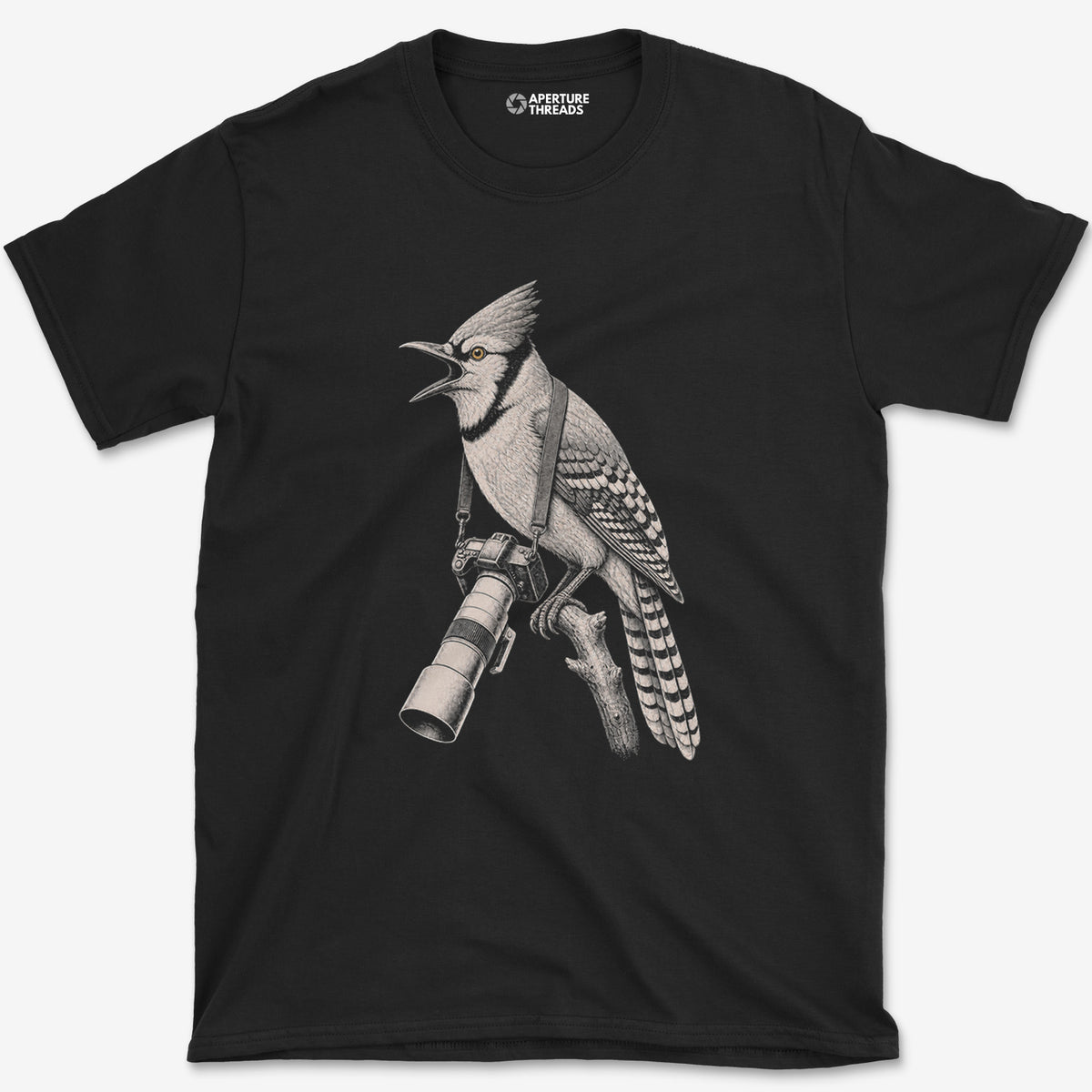 Long Lens Blue Jay T-Shirt — black