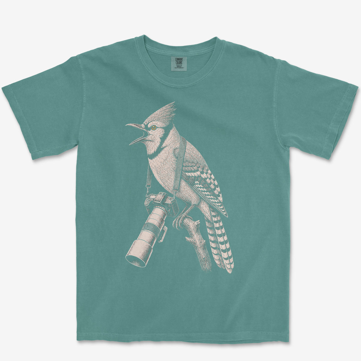 Long Lens Blue Jay Tee — blue spruce