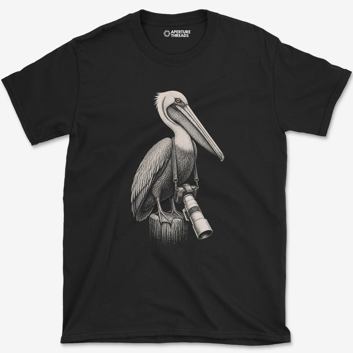 Long Lens Brown Pelican T-Shirt — black