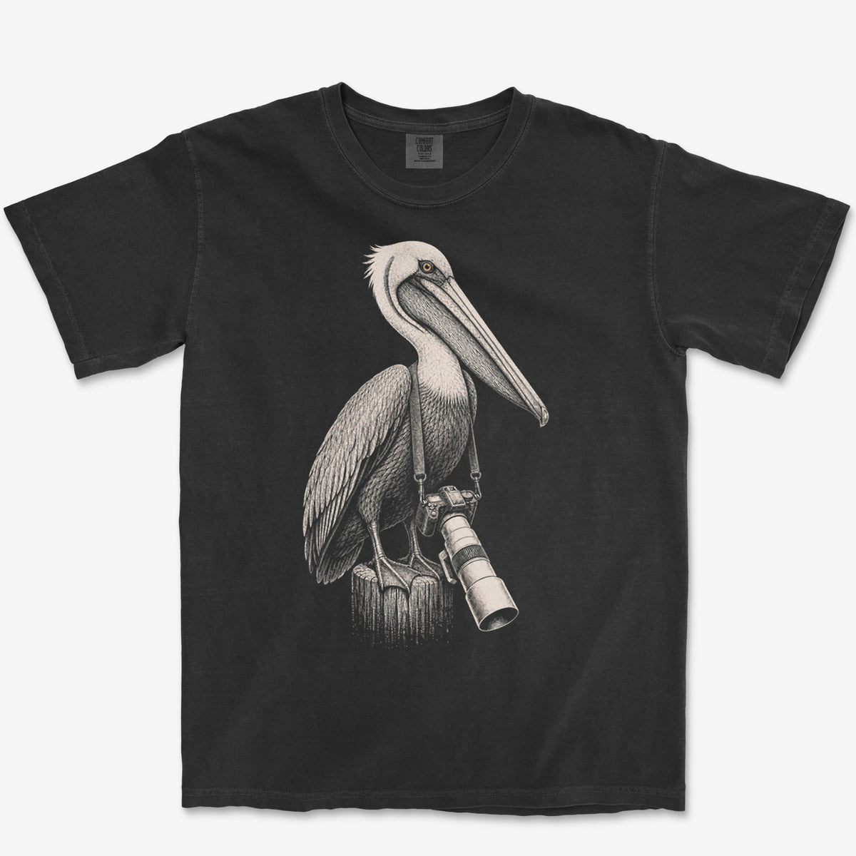 Long Lens Brown Pelican Tee — black