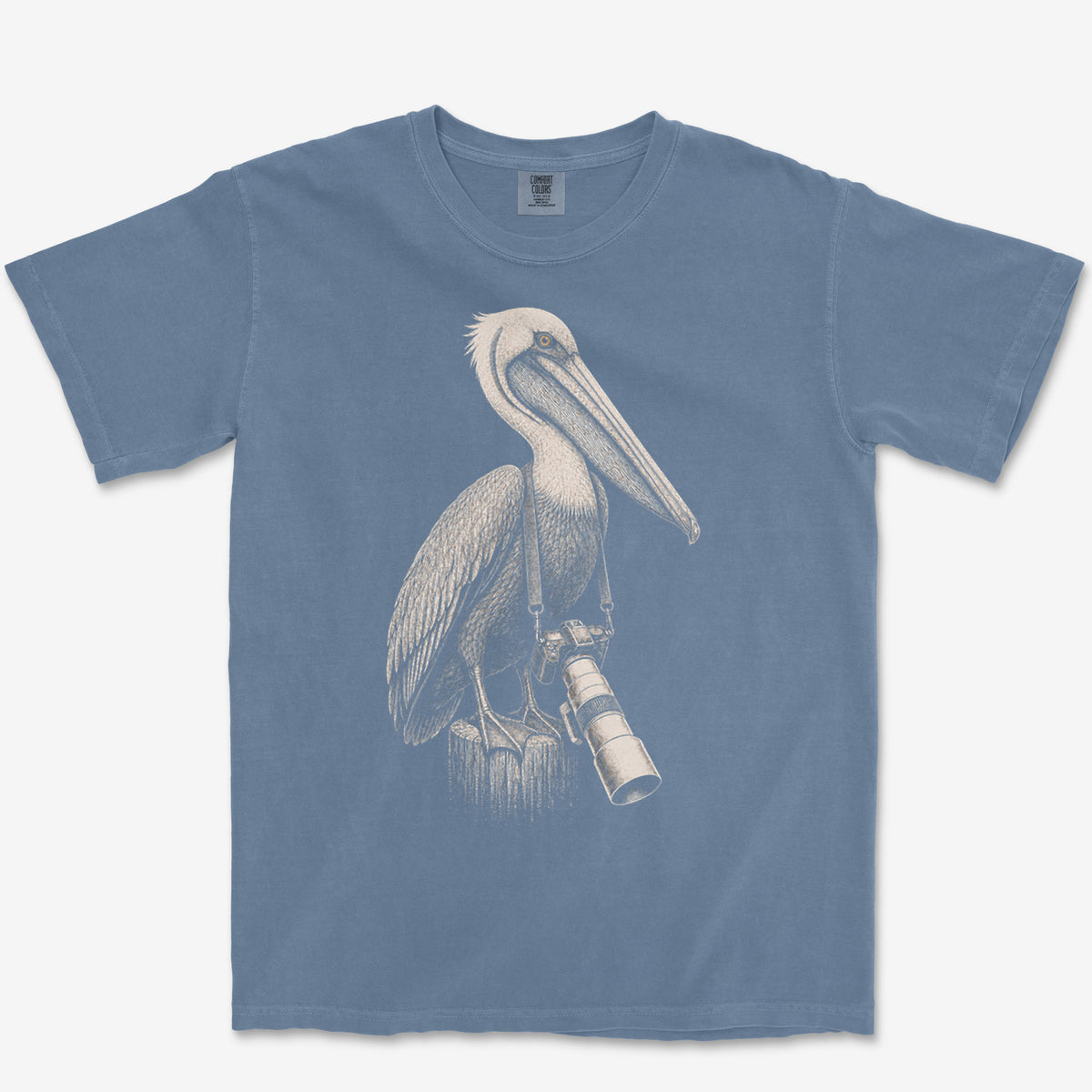 Long Lens Brown Pelican Tee — blue jean