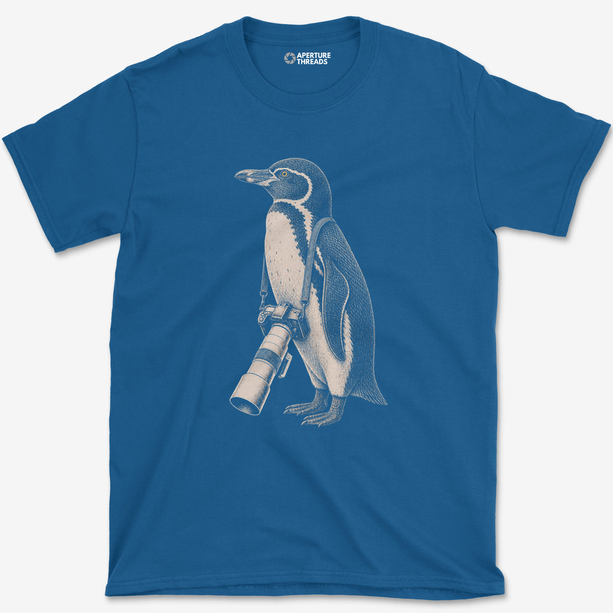 Long Lens Galapagos Penguin T-Shirt — royal