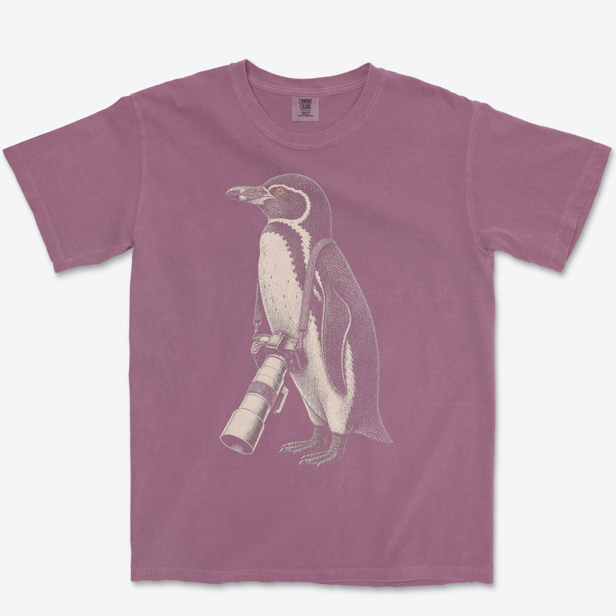 Long Lens Galapagos Penguin Tee — berry