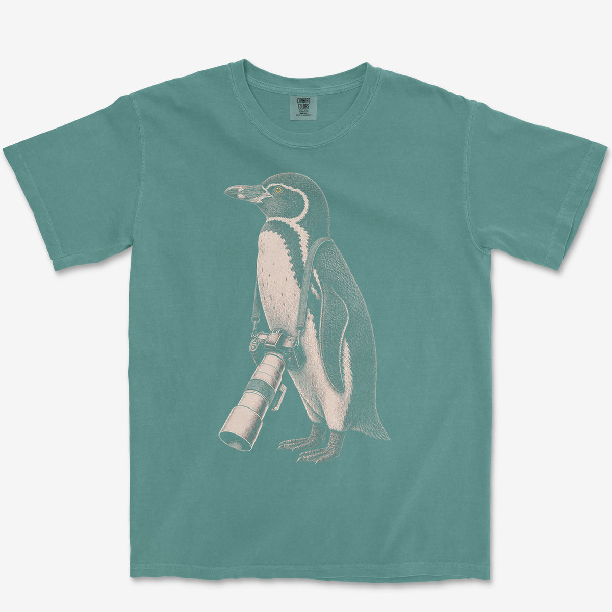Long Lens Galapagos Penguin Tee — blue spruce