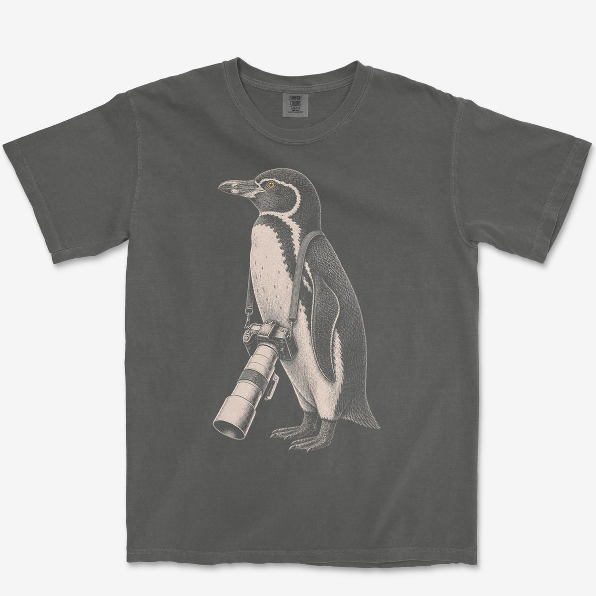 Long Lens Galapagos Penguin Tee — pepper
