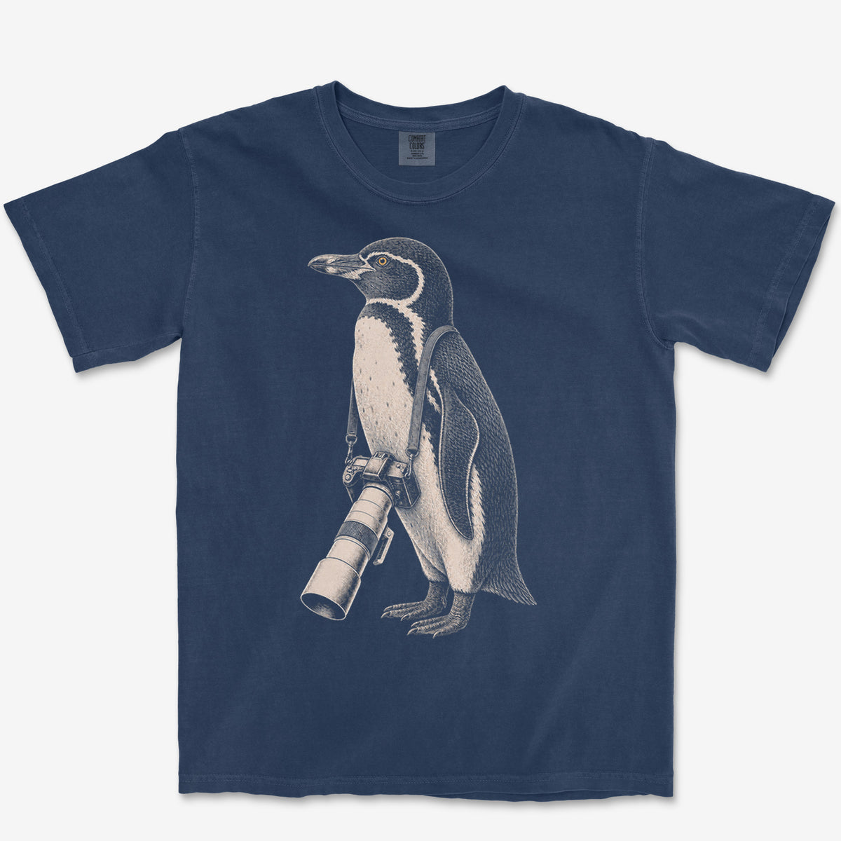 Long Lens Galapagos Penguin Tee — true navy