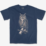 Long Lens Great Horned Owl Heavyweight Tee — true navy