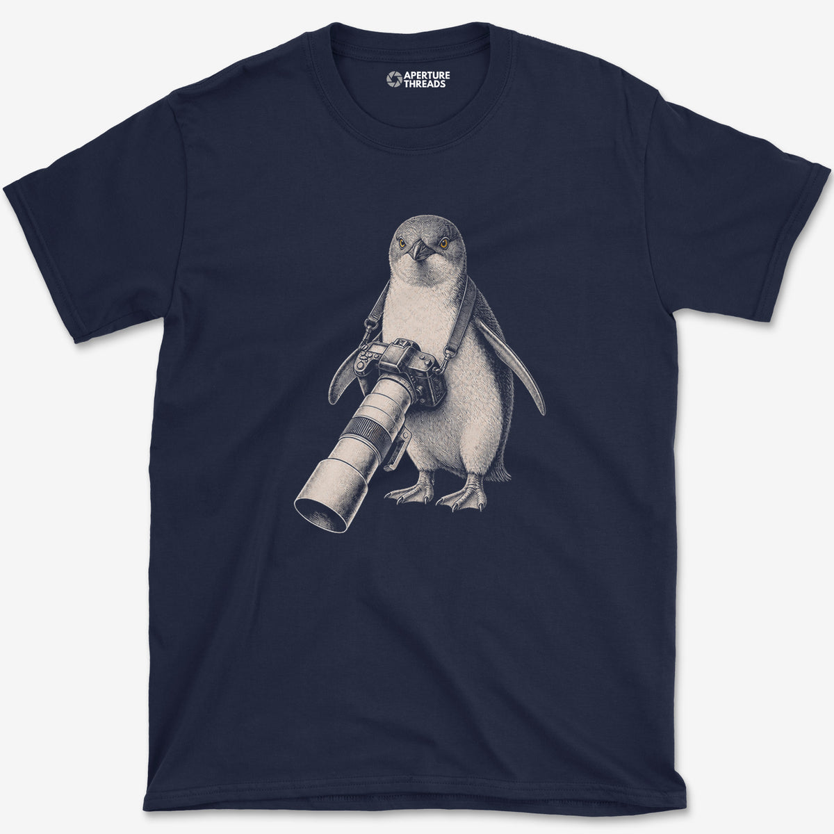 Long Lens Little Penguin T-Shirt — navy